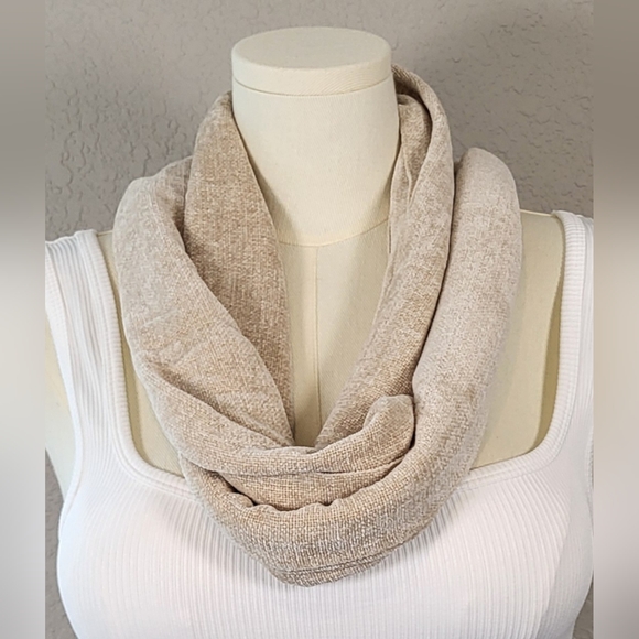 Tan Woven Fringe Scarf Wrap - 73 x 11 - Picture 3 of 7